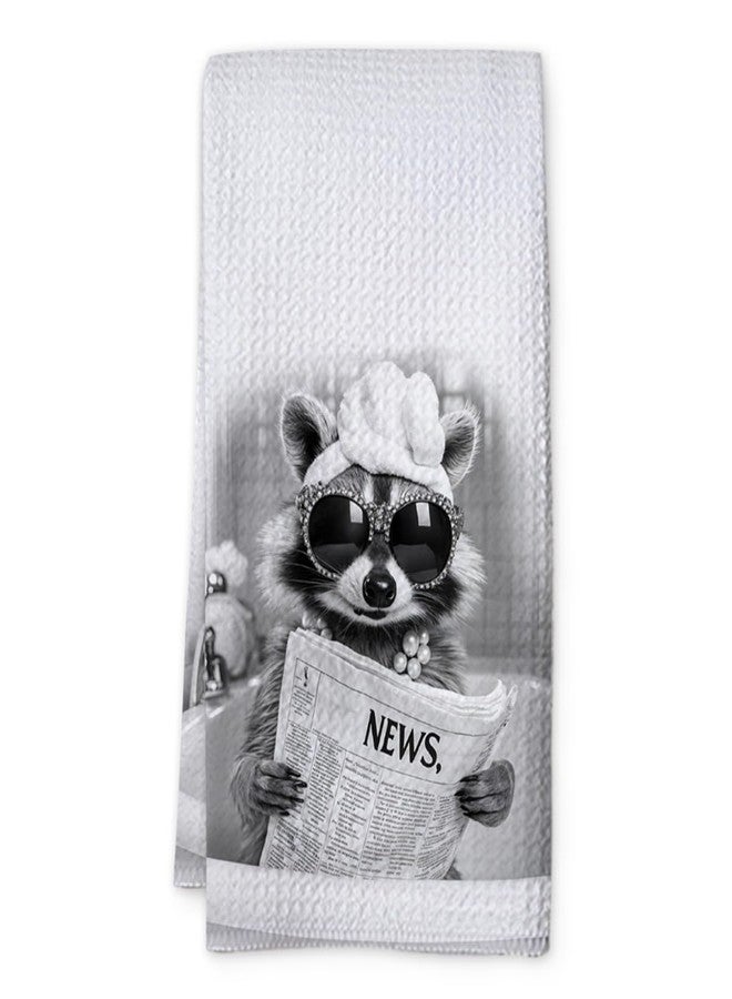 KIDEAR Funny Raccoon Hand Towel for Bathroom,1 PCS Cute Raccoon Kitchen Towels for Kids Room Decorations Dish Towels,Cute Animal, Gifts for Women, Pet Owners Housewarming - C02 - Image 1